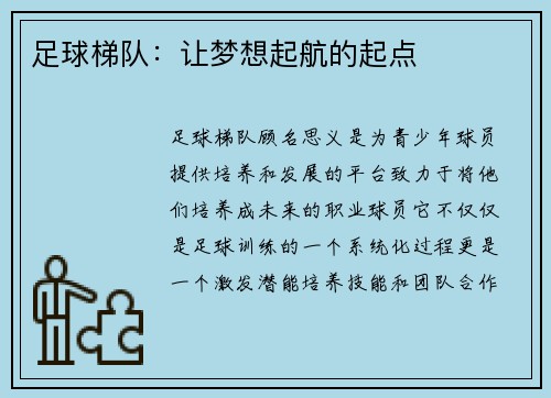 足球梯队:让梦想起航的起点